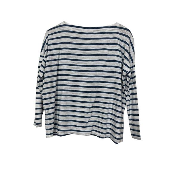 J Jill Womens Blue and White Long Sleeve Striped Tee Size Small Petite - Picture 4 of 4